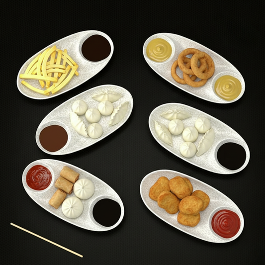 Deluxe Melamine Chip & Dip Serving Platter Set of 2 – Versatile Snack Tray (Lille Style)