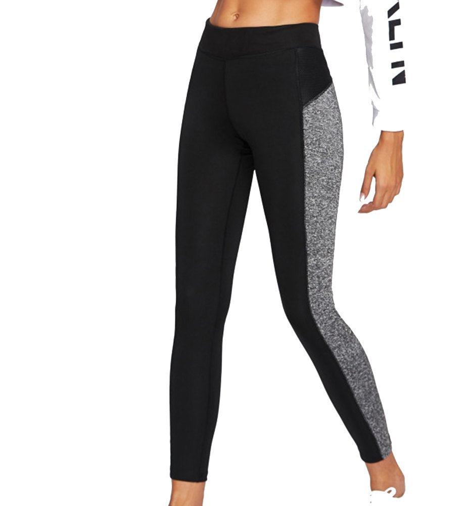 Black & Grey Polyester Lycra Women's Stretchable Gym Leggings