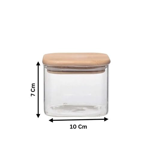 Set of 3 Borosilicate Glass Snack Jars with Wooden Tray